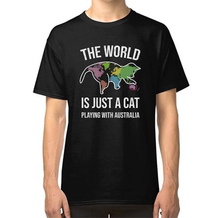 Världen är bara en katt som leker med Australien T-shirt L