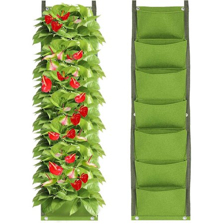 1 Stykke 7 Lommer Vertikal Hengeplanter, Filt Vekstpose Plante