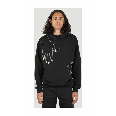 Alexander McQueen Hands Print Hooded Sweatshirt , Zwart , Heren , Maat: L