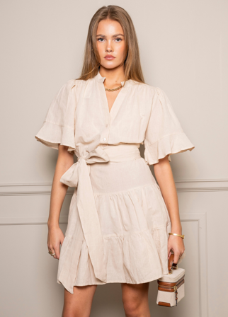 MISSMAYA - Gaia Mini Dress Sand Linen - L