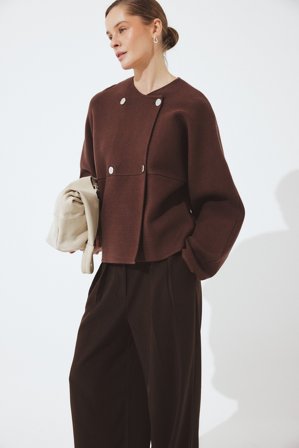 NA-KD - Strikket cardigan med knappedetaljer - Cardigan - Brun - L