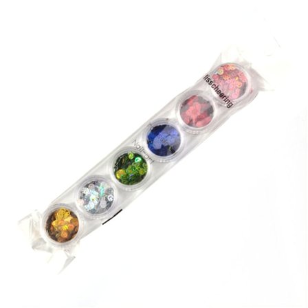 6 väriä Glitter Pyöreä Hymyilevä Koriste Sekoitus Kynsi Taide Tarrat Sekvenssit Manikyyri