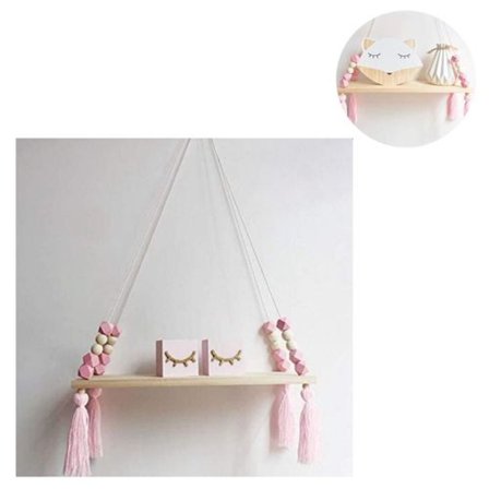 Trefloryperler dusk veggmontert furuplanke, prinsessestil veggmontert hylle