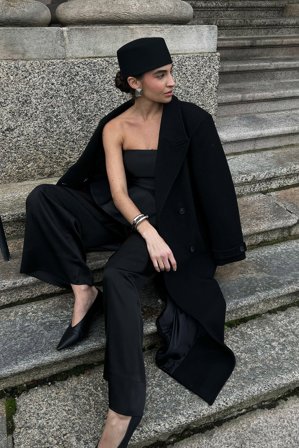 NA-KD - Lang kåpe - Kåper - Svart - EU 34