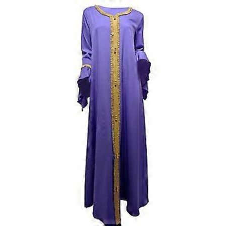 Dame Islamisk Kaftan Kjole Kaftan Kjole Fuld Længde Islamisk Kaftan Kåber Flæseærme Islamisk Kaftan Kjole Lilla XL(XL Lilla)