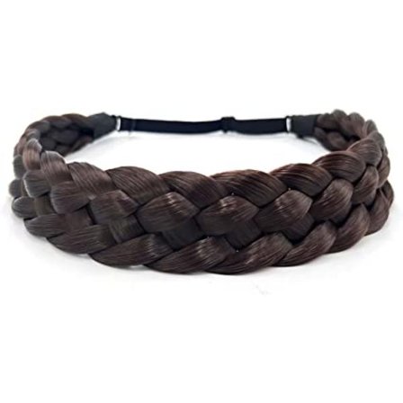 To fletninger, flettet pandebånd - 5 tråde syntetisk hår - Elasti