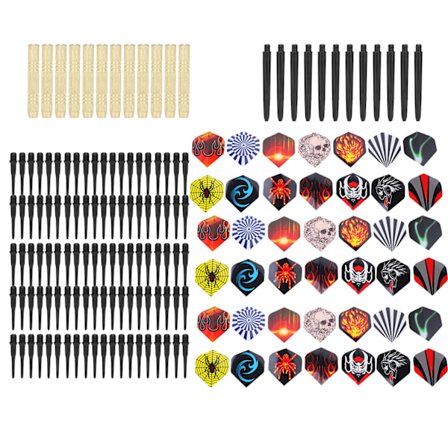 14G Sikkerheds Dart Sæt med 12 stk. Dart Skaft 42 stk. Fjer 100 stk. Spidser Træningsværktøj