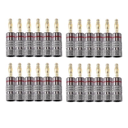 24-pakning 4,5 mm Audio Plugg Bananplugger For Høyttalerkabel Gullbelagte Bananadapterklips