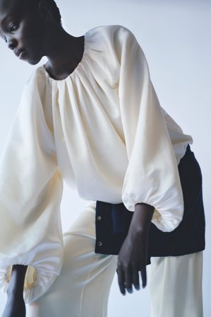 Soft Goat - Silk Blouse - Women cashmere sweater - XL - Feather White