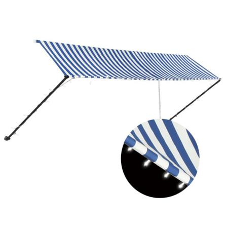 Vidaxl Markis Med Led 400x150 Cm Blå Och Vit Blå