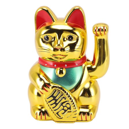 Batteridrevet Gylden Vinkende Lykkekat til Hotel og Restaurant (FMY)