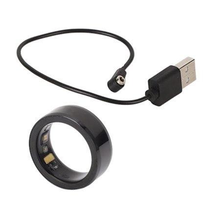 Älykäs sormus terveyden seurantaan, Bluetooth-yhteys, vedenkestävä, ladattava, musta, koko 19