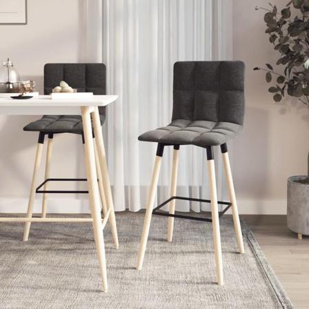 Vidaxl Barstolar 2 St Mörkgrå Tyg Grå