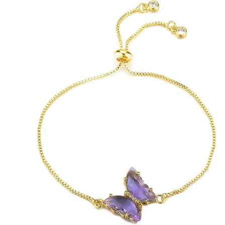Fjärilskristall Armband för Kvinnor, Fjärils Födelsedagsarmband, Guld Justerbart Armband, Bröllops Smycken Armband Alla Hjärtans Dag Fjärils Smycken