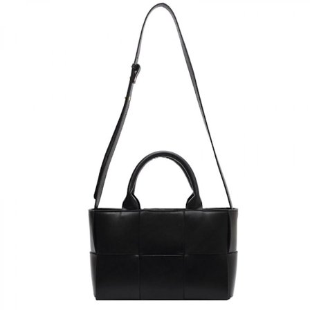 Mordely Pu Leather Shoulder Bags For Women 2023 Lady Woven Strap Crossbody Bag Female Handbags Design Cross Body Bag Black)