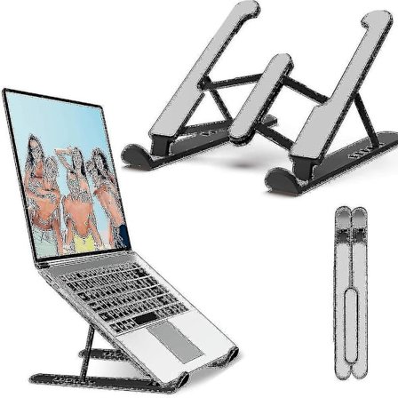 Bærbar PC-stativ, bærbart stativ for bærbar PC, kompatibelt med skrivebord, 1 stk. - svart