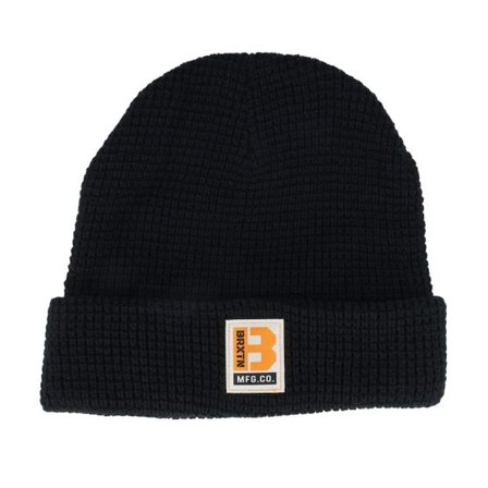 Brixton - Svart cuff Beanie - Builders Waffle Knit Beanie Black Cuff @ Hatstore
