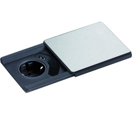 EVOline Square80 1xstikk 1xUSB-lader Sølv