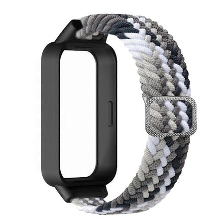 Til Xiaomi Smart Band 9 Active Redmi Band 3 Vævet Nylon Rem Snap-On Etui Urrem - Farverig Bla
