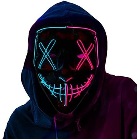 Halloween Glow Mask Glitter Blood -kauhutrilleri LED-naamio Naamiaisbileet style 2