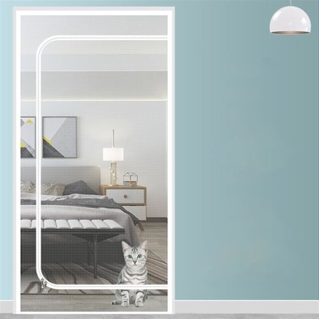 Kattedørskjerm, ripebestandig kattedørskjerm med glidelås hindrer valper og katter i å komme seg ut 85*200cm