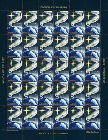 Grønland - Julemærkeark 2022 - Takket marginal - Ufoldet