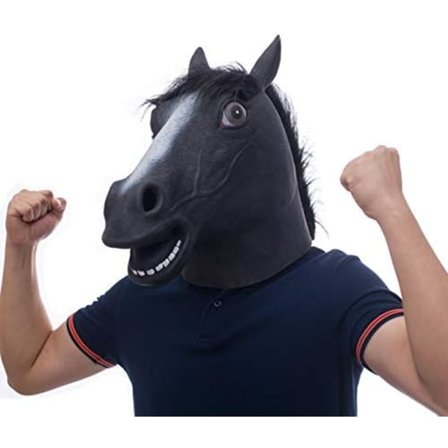 Hästmask, läskig hästmask, latex djurhuvudmask, snygg