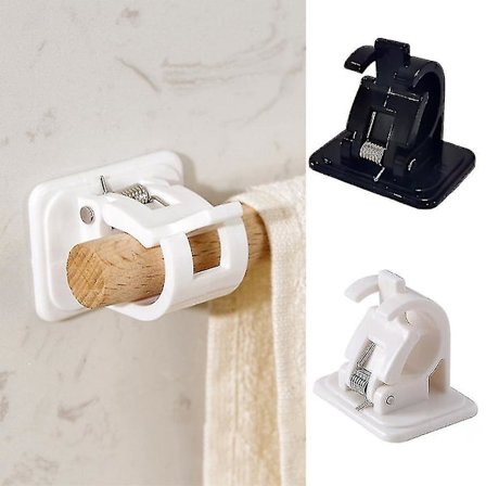 2 stk. sømfri justerbar stangbeslagsholdere selvklæbende krog gardinstangbeslag