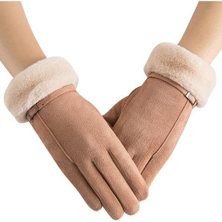 Naisten talvihanskat lämpimät fleecevuoratut joustavat paksut hanskat kosketusnäyttö tekstiviestit kylmään säähän talvihanskat naisille Khaki -2