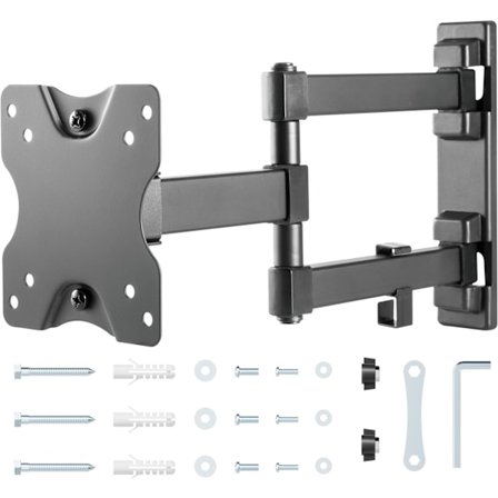 QU*TV-veggfeste, svingbart og tiltbart TV-feste for 14-27 tommers LED LCD flat og buet TV eller skjerm opptil 20 kg, maks VESA 100x100mm