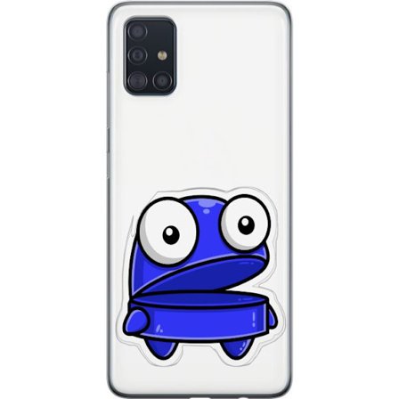Kompatibel Mobilcover til Samsung Samsung Galaxy A51 Blå tegneseriefigur med åbent udtryk og store øjne i sjov illustration