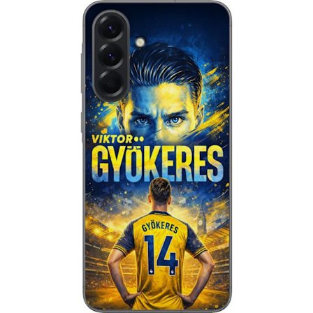 Kompatibelt Mobildeksel til Samsung Samsung Galaxy A56 Viktor Gyökeres fotballplakat i gult og blått med dramatisk stadionbakgrunn, sportillustrasjo