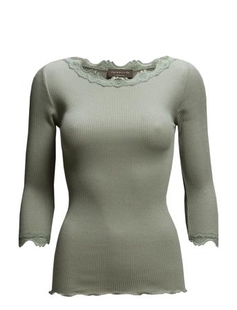 Silk T-Shirt Boat Neck Regular W/Vi T-shirts & Tops Long-sleeved Grønn Rosemunde