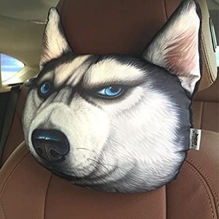 Kreativ Sjove Doge Life Ligesom 3D Printet Bil Hovedstøtte Dyr Hund Kat Hoved Tegneserie Pude Beskyt Sæde Nakke (Store Huskies)