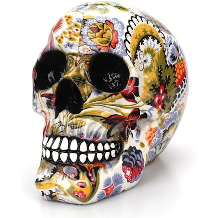 Menneskelig Hodeskalle Kreativ Dekorasjon Malt Fargerik Blomst Skrivebordsdekorasjon