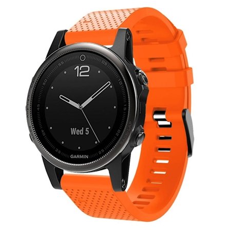 Garmin Fenix 5S Plus snyggt klockarmband i silikon - Orange