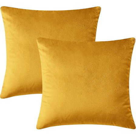 Set med 2 Sammetskuddöverdrag 45 x 45 cm Fyrkantig Soffkudde med Dold Dragkedja (gul)