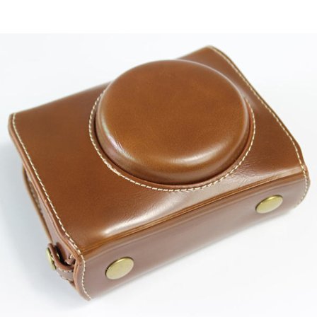 PU-läder halv kameraväska med rem för Canon PowerShot G7 X Mark III