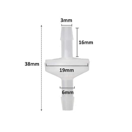 8 stk. 1/4 tommer Kontrolventil 6mm PVDF Envejsventil Inline Kontrolventil