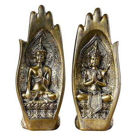 1 set Buddha-händer sittande hartsstaty, buddhistisk staty Zen hem/buddhistiskt tempel dekoration present