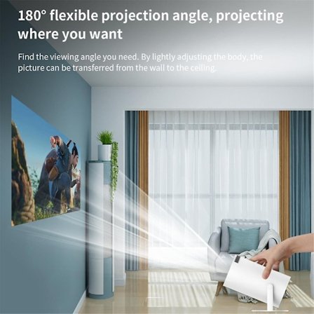 Smart projektor med Android TV 11.0 5G WiFi Bluetooth Bærbar projektor HD Mini-enhed til IOS & Android EU-stik - WELLNGS