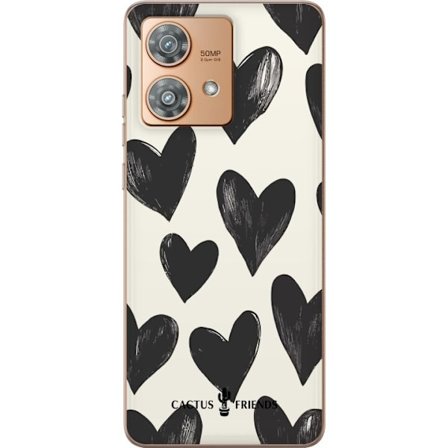 Kompatibelt Mobildeksel til Motorola Motorola Edge 40 Neo Cactus and Friends - Bold Black Love Pattern