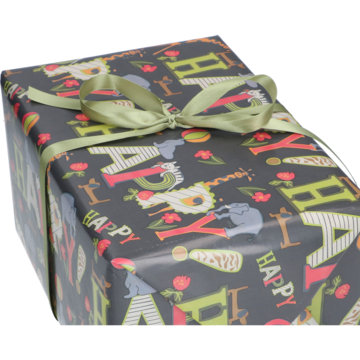 Gavepapir Happy Mørkegrå