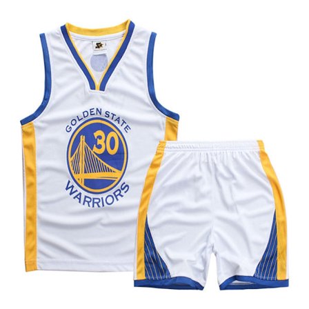 Stephen Curry #30 Basketball Jersey Sett Warriors Uniform for Barn og Ungdom Hvit - Perfekt