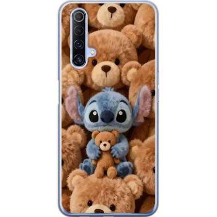 Kompatibelt Mobildeksel til Realme X50 5G Stitch omgitt av brune teddybjørner med en liten teddybjørn i fanget i en søt og koselig kawaii-design
