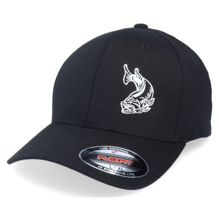 Skillfish - Svart flexfit Keps - Large Mouth Bass Fishing Black Flexfit @ Hatstore