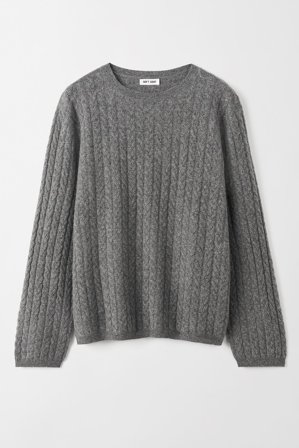 Soft Goat - Oversize Cable Knit - Kashmirtröja dam - M - Grey