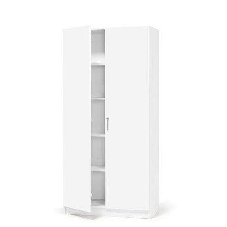 Wooden storage cabinet THEO with full-height doors, 1000x320x2100 mm, white