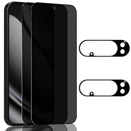 2-Pack Google Pixel 10 Pro XL Privacy Näytönsuoja & 2-Pack linssinsuoja - Karkaistu Lasi 9H - Super laatu 3D