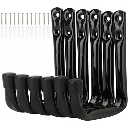 6-pack kraftiga J-formade väggkrokar för garageförvaring (11,5 cm x 10 cm)
